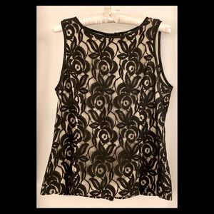 Black and Cream Lace Banana Republic Dress Top
